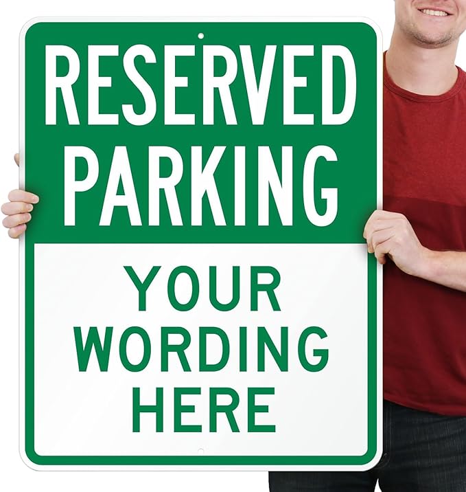 SmartSign 30 x 24 inch Custom “Reserved Parking” Metal Sign - Add Text, 80 mil Laminated Rustproof Aluminum, Green and White, Made in USA