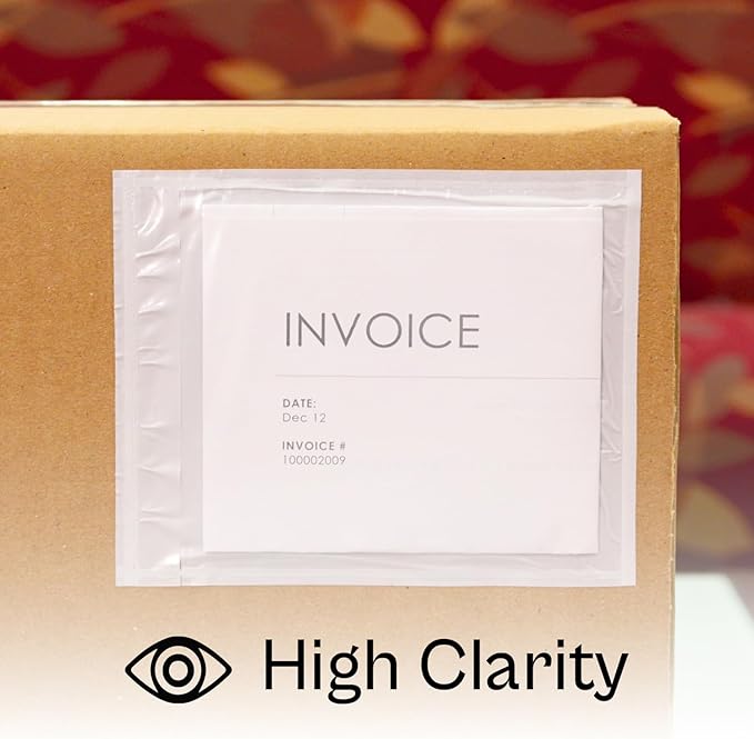 PSBM 1000 PCS 7.5 x 5.5 Inch Clear Blank Packing List Envelopes, Shipping Documents Pouches/Sleeves for Mailing Labels, Invoices, Documents and Packing Slips