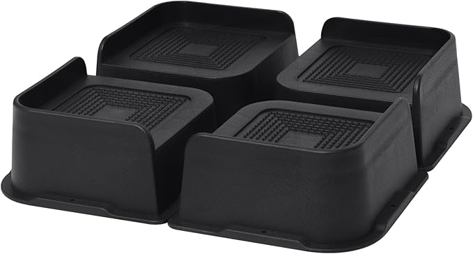 MXMZHXU Bed Risers 2 inch, 3 inch, 4 inch, 6 inch or 8 inch Heavy Duty Furniture Risers, Up to 6000 Lbs L Shaped Design Bed Lifts Blocks for Couch Desk Sofa Table (Black, 2 Inch 4 Pack)