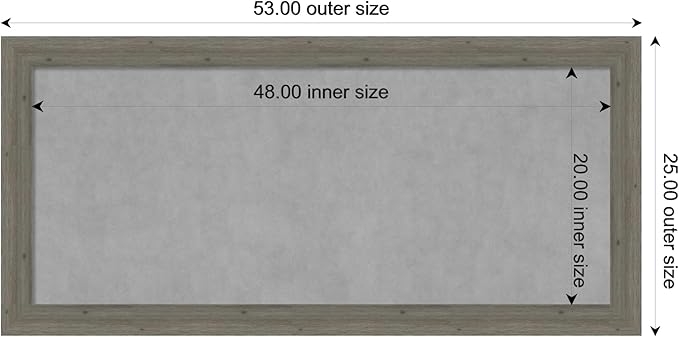 Amanti Art Grey Framed Magnetic Board 25x53 Oversize Vision Board for use with Magnets, 100% Metal Sheet to Display Items as Office Decor or for Home Organization in mudroom, Kitchen or Kids Room