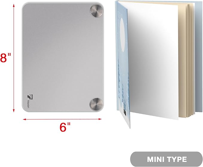 Silver Metallic Glossy Mirror Small Whiteboard with Nail Support, Mini Desktop Glass Whiteboard, Desk White Board Dry Erase with Accessories, Stenography Artifact for Office Homeschooling Décor, 8x6''