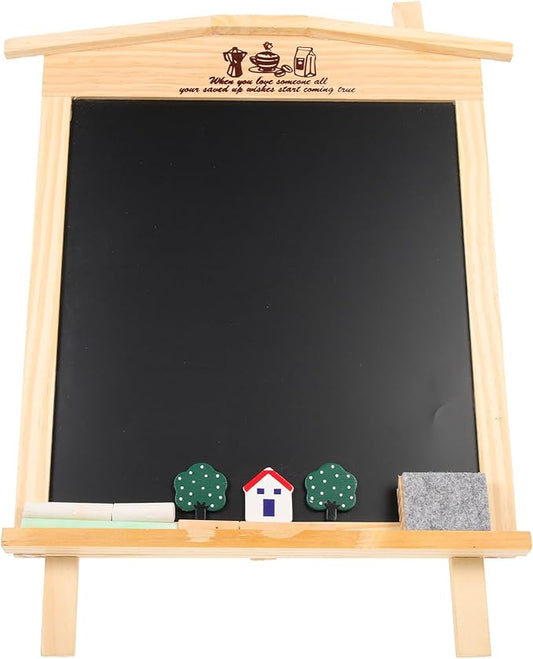 ADOCARN Wooden Tabletop Chalkboard Small Blackboard Reusable Desktop Message Board for Coffee Shop and Playroom