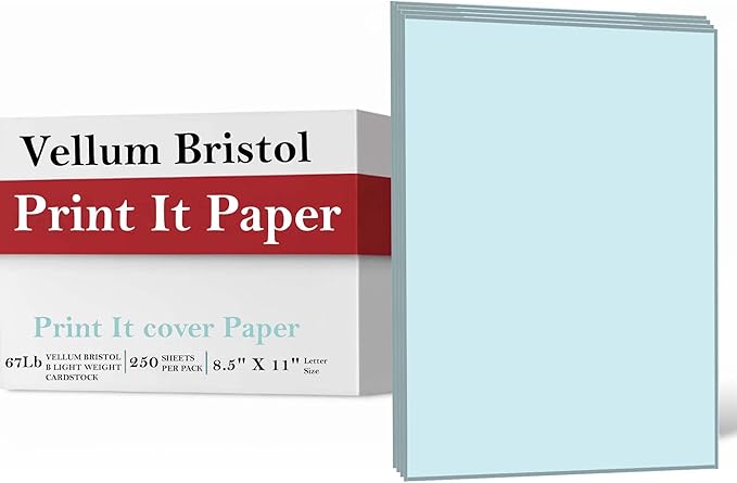 Print It - Vellum Bristol Colored Cardstock Cover Paper, 67 Lb, 8.5" X 11”, Heavyweight Colored Cardstock for Crafts, School, Invitations, And Office Use - Decoration Drawing 2000/Case-Blue