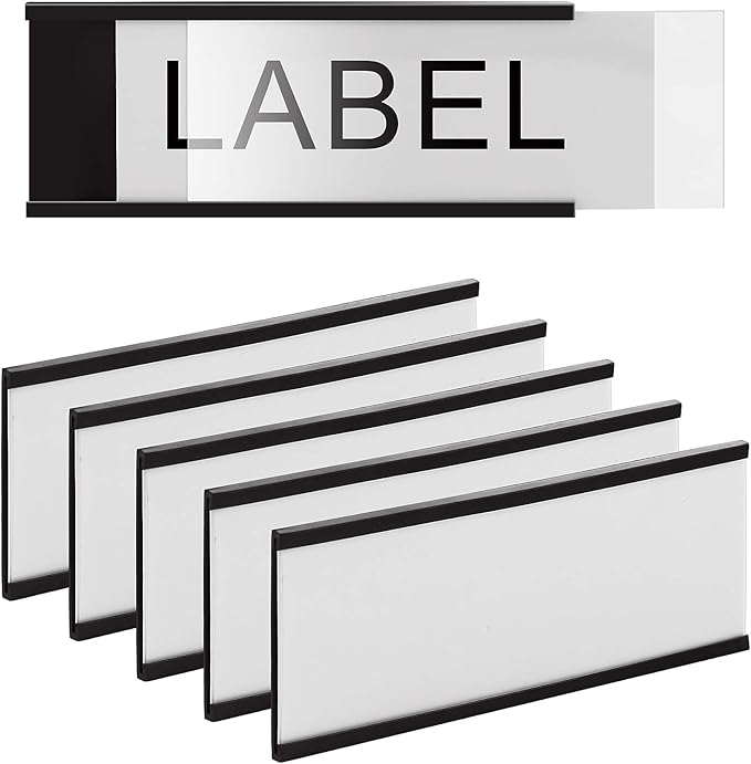 LLPT Magnetic Label Holder 4" x 1.2" 50 Packs C Channel 300g White Paper Cards Protective Film Strong Removable for Shelf White Board Toolbox Metal Wall Cabinet Drawer(MH3150)