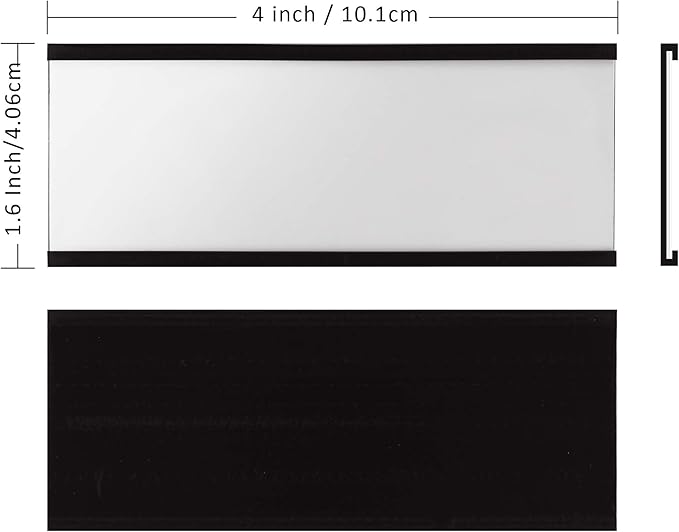 LLPT Magnetic Label Holder 4” x 1.6” 50 Packs C Channel 300g White Paper Cards Protective Film Strong Removable for Shelf White Board Toolbox Metal Wall Cabinet Drawer(MH4150)
