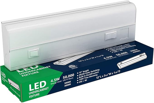 harrrrd 12 inch Hardwired Under Cabinet Lights, 2 Color Settings - 3000K (Soft White) and 4000K (Cool White), Under Cabinet Lighting, Dimmable Under Counter Lights, Under-Counter Light Fixtures
