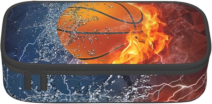 SNAPMADE Basketball Pencil Case Cool Sports-themed Pencil Box Portable Pen Bag Pouch with Zipper for Teens Boys Girls Stationery Supplies Organizer Multifunction Bag for Business Office