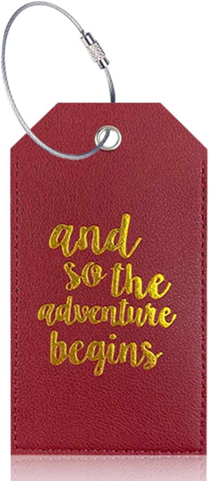 Portable Leather Travel Labels with Privacy Cover and Steel for Business Trips and Vacations Luggage Label for Travel