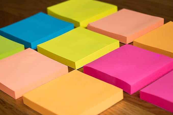 Infiniko Sticky Notes 3x3 Inch, 1200 Sheets (100 Sheets Per Pad), 6 Bright Color Sticky Pads, Super Sticky Notes with Strong Adhesive Office Supplies for Desk, School & Daily Planning