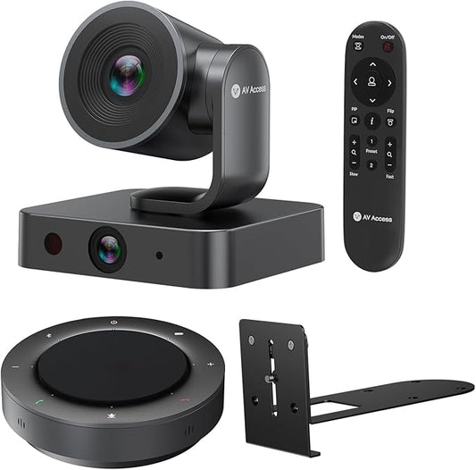 4K Conference Room Camera System, AI Auto-Tracking PTZ Camera 15x Zoom(3x Optical) with Bluetooth Speakerphone Set, 120° Wide-Angle, 16-Foot Mic Pickup, for Zoom YouTube Teams OBS and More