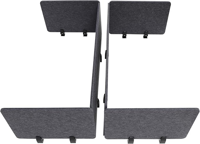 ReFocus Raw Clamp-On Acoustic Desk Divider Mounted Privacy Panel Set – Reduce Noise & Visual Distractions for Office, Study (Anthracite Gray, 2× Long (47.25"×16") + 4× Short (23.6"×16"))