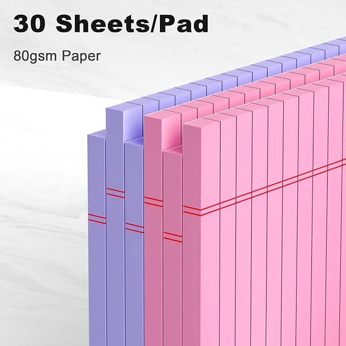 AILZFEI Pink Purple Small Legal Pad 5 x 8 College Ruled Color Legal Pads Paper Notepads 6 Pack Sturdy Back Writing Pads 5 x 8 Note Pads Perforated Narrow Ruled Pads of Paper