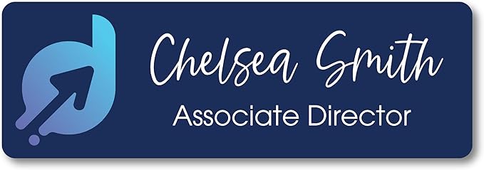 Custom Name Tag Full Color with Logo Magnetic Back | Name Badges for Business | Metal Name Tags ID Badges for Employees | Personalized Name Tags | Magnetic Name Tags Personalized (3x1 Inches)