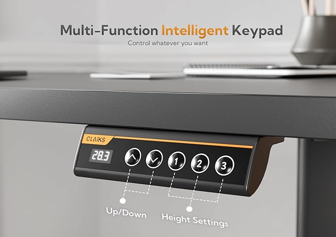 Claiks Standing Desk with Drawers, 48x24 Inch Electric Stand Up Desk, Adjustable Height Computer Workstation, Black