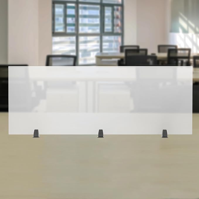 Desk Divider for Students and Desk Privacy Panel, Frosted Acrylic Plexiglass Shield with Clamps for Offices Schools Call Centers, Ideal Cubicle Light Shield - 60”L X22”W