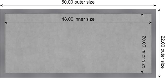 Amanti Art Grey Framed Magnetic Board 22x50 Oversize Vision Board for use with Magnets, 100% Metal Sheet to Display Items as Office Decor or for Home Organization in mudroom, Kitchen or Kids Room
