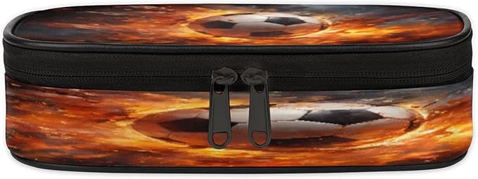 Pardick Football Fire Pencil Case，Big Capacity Pencil Pouch Coin Pouch Stationery Organizer For Teen School
