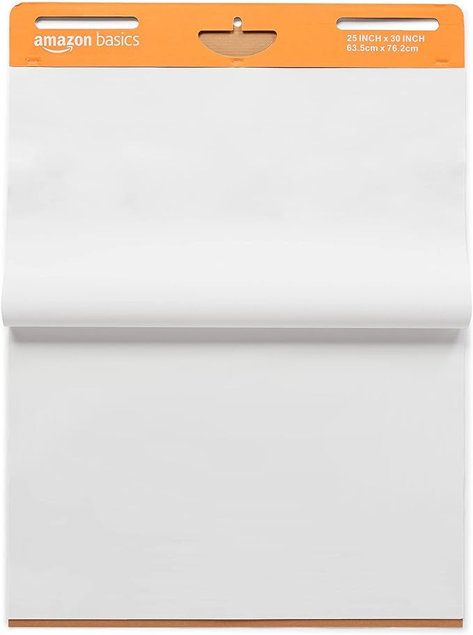 Amazon Basics Sticky Easel Pads for Presentations, 25 x 30 Inch, White, 2 Count