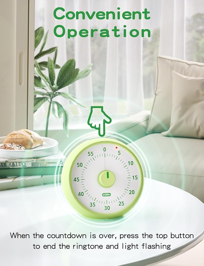 Visual Timer for Kids, 60-Minute Countdown Timer for Classroom Office Kitchen, Desk Timer Kids Time Management Tools with Silent Operation, Pomodoro Time Rainbow Pattern