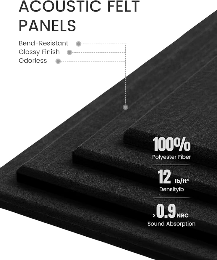 Fluxynara Large Felt Bulletin Board Large 48" x 36" Cork Board Alternative-12 Pack with 70 Safe Removable Adhesive Tabs, Cork Boards for Walls Cork Board for Home Office Classroom Pin Board - Black