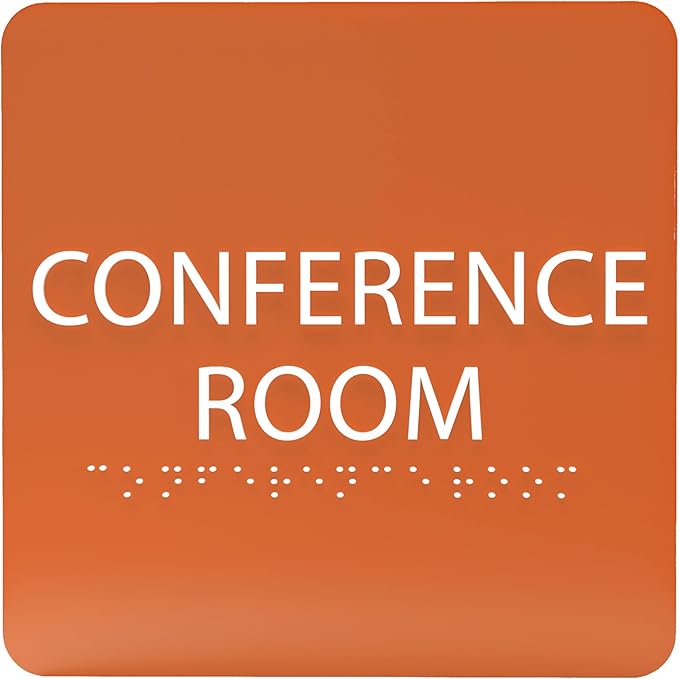 ADA CENTRAL SIGNS - 6" X6" Conference Room Sign- ADA Compliant Tactile Graphics Grade 2 Braille Text Acrylic Wall Signs - Authorized Personnel Only, Meeting Privacy Door Sign for Schools, and Offices