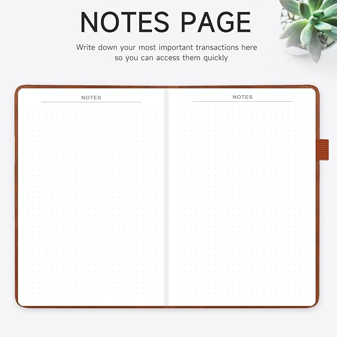 KUMEER Check Register – Elegant Check Registers for Personal Checkbook with Check & Transaction Registers, Hardcover Checkbook Log 5.2x7.6" (Brown)