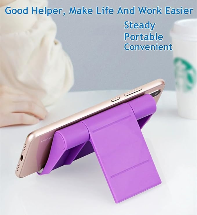 JUSDIQIR Cell Phone Stand for Desk Foldable Cell Phone Holder Desk Tablet Holder Mobile Phone Dock, Multi-Angle Universal Adjustable Tablet Dock Compatible with Most Cell Phones (Purple)