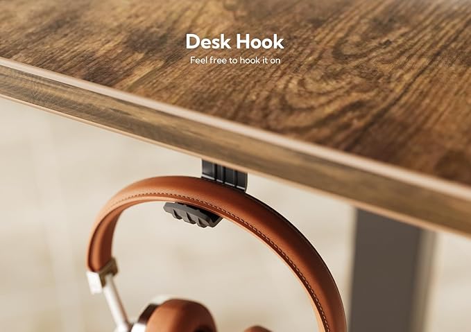 YDN Mobile Mobile Standing Desk with Lockable Wheels, Adjustable Height Portable Laptop Desk, 25.5" x 18.8" Rolling Desk with Hook for Computer Workstation, Rustic Brown