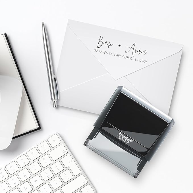 Self Inking Modern Address Stamps | Custom Return Address Stamper (Modern Brush Script, Medium)