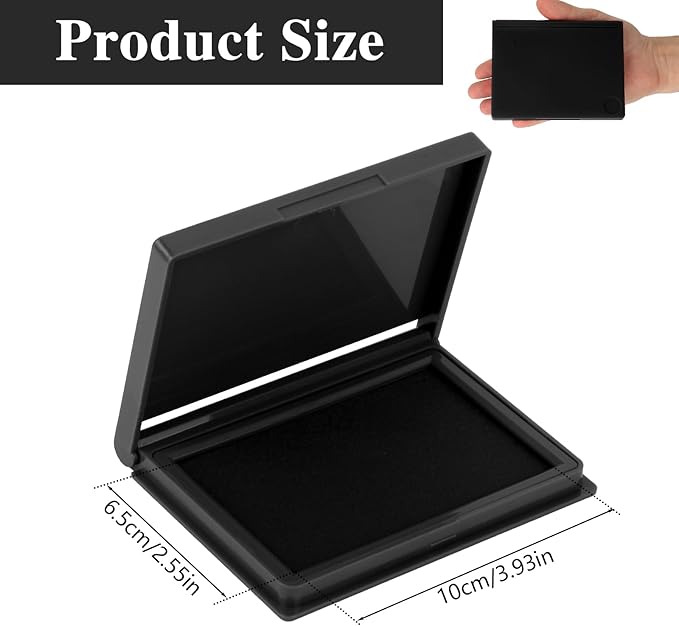 Black Stamp Pad, 4 x 2.5 Inch Premium Quality Ink Pad for Stamps, All-Purpose Felt Pad for Office and Crafting, Works with Rubber and Clear Stamps