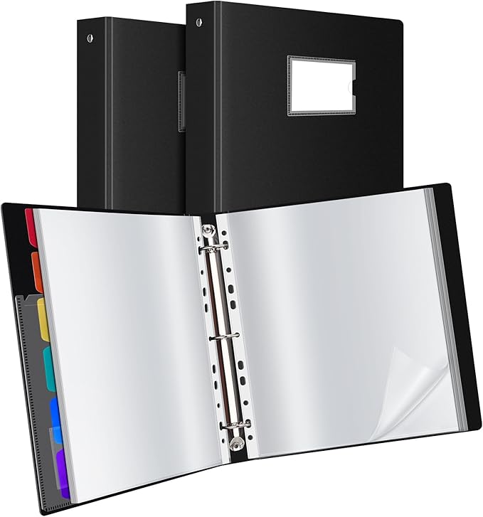 Uquelic 80-Pocket Binder with Plastic Sleeves for Letter/A4 Size(11" x 8.5"), Document Binder Organizer for Papers, Certificates and Artwork, Colorful PP Divider Pages for Presentation (2 Pack)