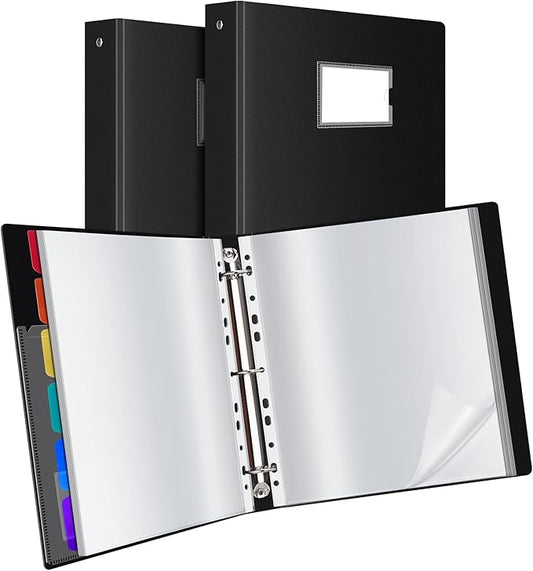 Uquelic 80-Pocket Binder with Plastic Sleeves for Letter/A4 Size(11" x 8.5"), Document Binder Organizer for Papers, Certificates and Artwork, Colorful PP Divider Pages for Presentation (2 Pack)