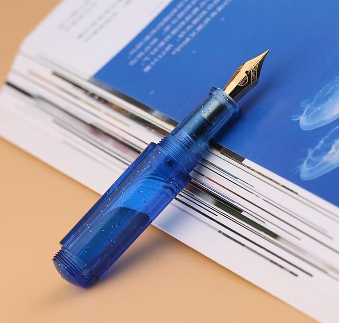 czxwyst Majohn Wancai 2.0 Mini Pocket-Size Eyedropper Fountain Pen (EF Nib 0.38mm, Starry Blue)