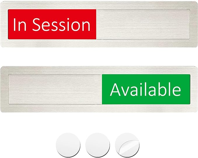 In Session or Available Sign,Vacant Occupied Indicator for Home Office Hotles Hospital Restroom, Slider Door Sign Tells Whether Room in Use or Available-7'' x 1.5'' - Stainless Steel,Silver