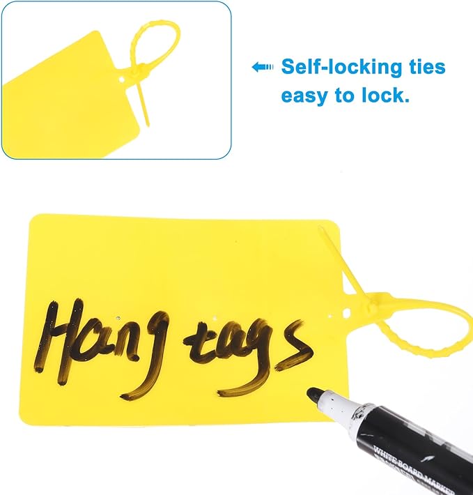 MECCANIXITY Plastic Seals Shipping Tags, for Basket Labels Cable Labels Tags Product Identification Tags, Logistics Marking, Outdoor Tagging, 3.1x3.9 Inch Yellow 100Packs