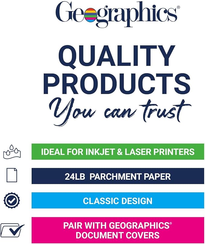 Geographics Recycled Blank Parchment Certificate Paper, 8.5 x 11, Optima Green with Gold Foil, Pack of 100 - Certificate Paper for Printing - Ideal for Printers