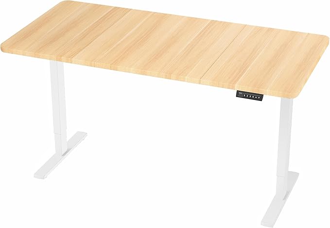 VIVO Electric 71 x 36 in Standing Desk, Memory Height Adjustment, 1B Series, Holds 220 lbs, Light Wood Top White Frame, DESK-KIT-1W7C-36