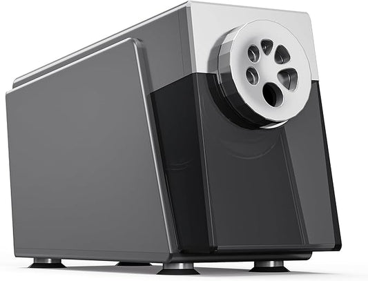 ZMOL Heavy Duty Electric Pencil Sharpener for Classroom, 6 Holes, Stronger Helical Blade, Auto Stop,Plug in, Suitable for 6-12mm No.2/Colored Pencils, Teachers,School & Home, Silver Gray