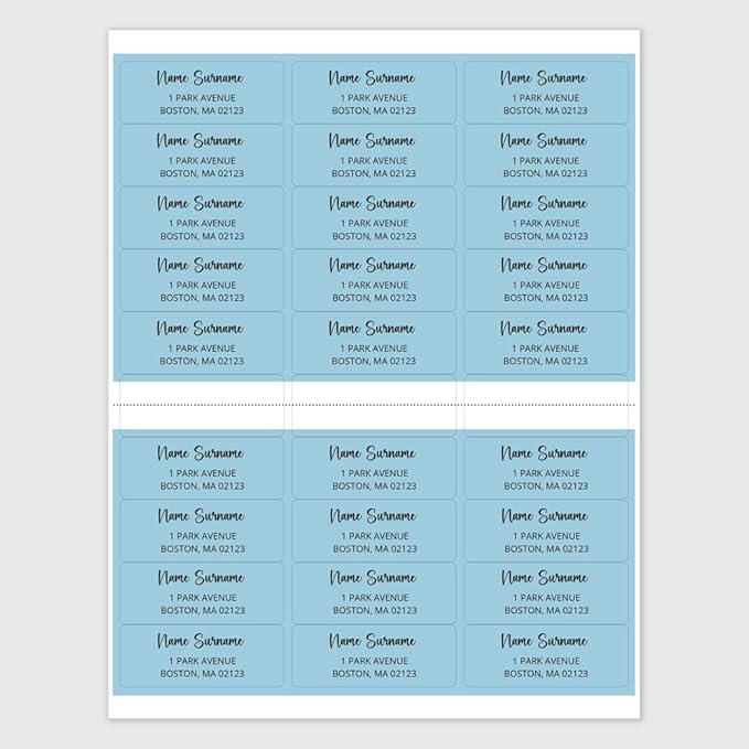 Dotty about Paper Personalized Sky Blue Colorblock - Return Address Labels x 100