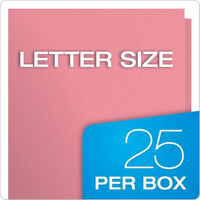 Oxford Twin-Pocket Folders, Textured Paper, Letter Size, Pink, Holds 100 Sheets, Box of 25 (57568EE)