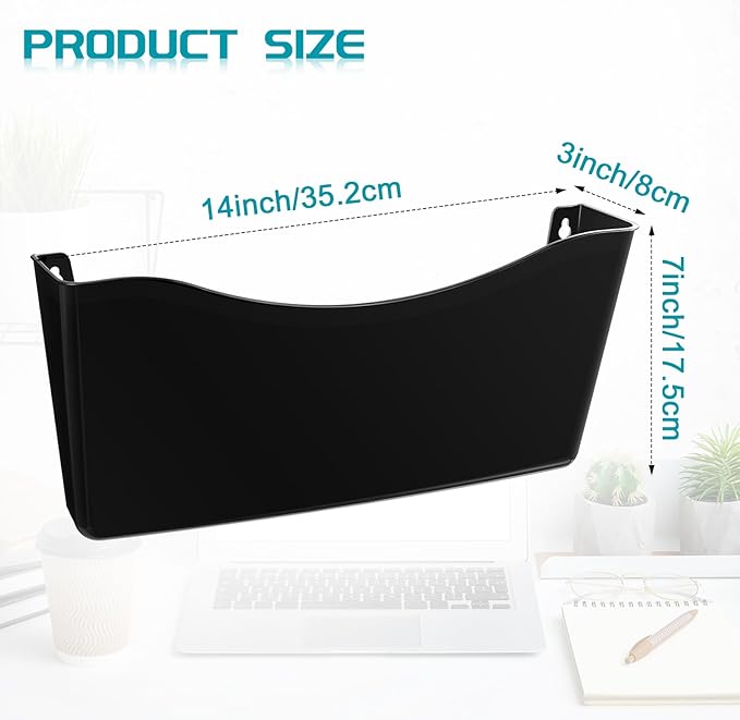 Colarr 12 Pcs Expandable Pocket Wall File Set Plastic Wall Mountable Space Saving Files Office Wall Organizer Wall Mount File Holder Wall Hanging File Organizer for Mail Letter Magazine (Black)