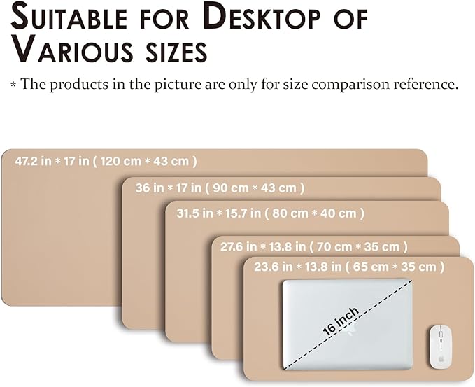 Large Desk Mat - 47.2"x 17" Non-Slip PU Desk Pad for Office and Home - Ideal for Large Mouse Pad and Desk Mats on Top of Desks(Apricot)