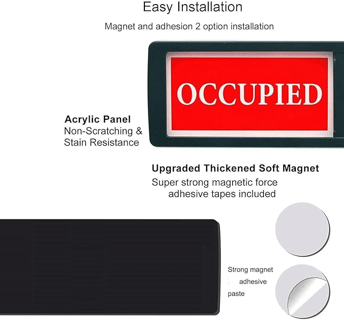 Vacant Occupied Sign, Vacant Occupied Door Sign for Home Bathroom Office Restroom Conference, Privacy Door Indicator Tells Whether Room In Use or Available, 7'' x 2'' - Silver