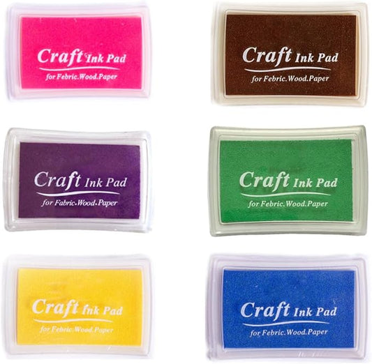 JZTang 6 Pcs Craft Ink Pad, Washable Ink Pads Multicolor Ink Pads for Rubber Stamps, Paper, Scrapbooking, Wood Fabric, 6 Unique Pure Colors