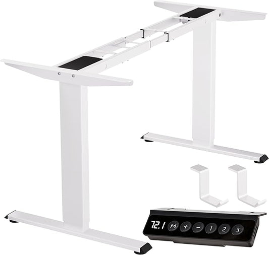 BIZUM Standing Desk Frame Dual Motor, Standing Desk Legs Up to 47.2", Computer Memory Desk Adjustable Table Legs with USB Ports for Home and Office, White Frame Only