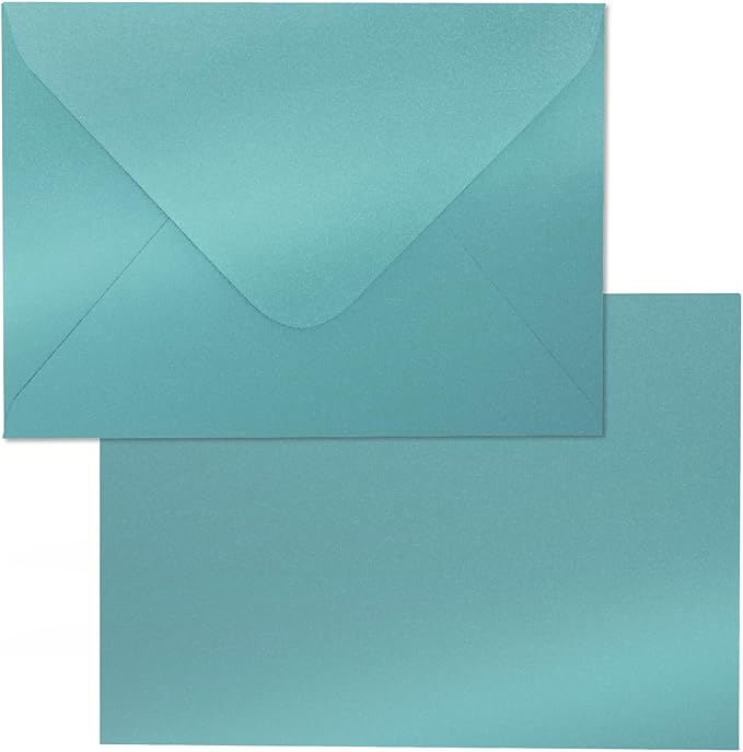 Shimmery Blue Envelope A7-100 PCS Goefun V Flap Invitation Envelopes for Wedding, Announcements, Mailing, Greeting Cards, 5.25 x 7.25 inches