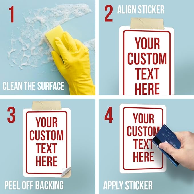 Custom Sign Sticker, Personalized Signs for Office, Business, Workplace, Warehouse, Airbnb, Warning Label, Delivery Red Border Signs, 8 x 12 Inches, Waterproof, Hazard Information, Made in USA (Multi-color, 8 x 12" Decal Sticker)