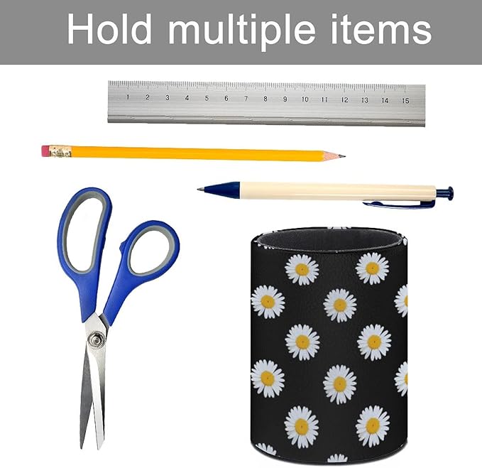 DIYYAO Personalize Sunflower Pattern Circular Pen Holder - Desk Pen Organizer Control Storage Box Makeup Brush Holder (D)