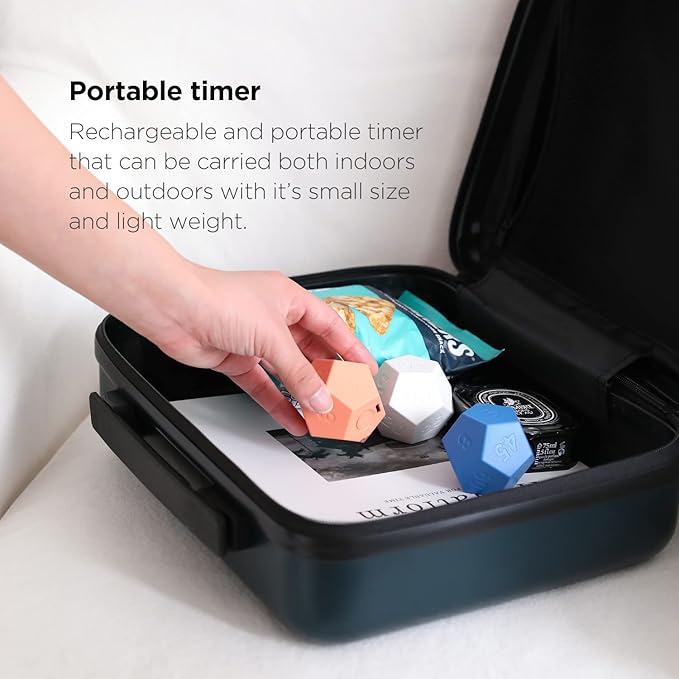 mooas Dodecagon Time Ball Rechargeable Mini Timer (Sand Peach), 11 Preset Times, Desk Productivity & Workout Timer, Sound/Vibrate/Mute, Easy to Use