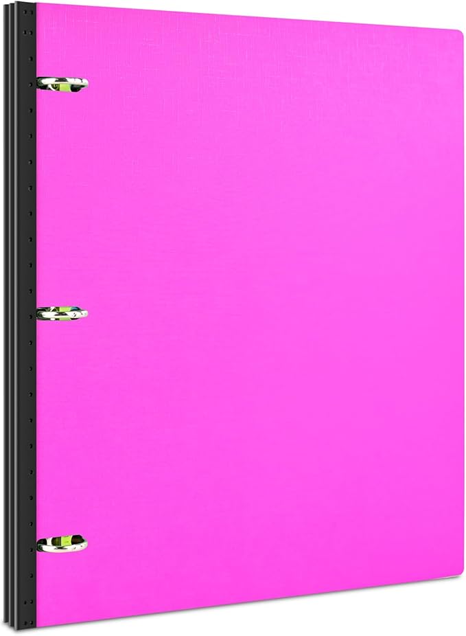 INFUN Telescoping 3 Ring Binder, Portable Plastic 0.75 inch 3 Ring Binder with Telescoping Spine and Foldable Front Cover Holds 8.5" x 11" Paper for School,Office and Homes-Pink